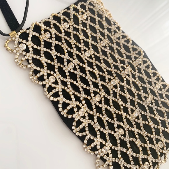 Luxury Gold Rhinestone Mask + BONUS cotton mask - Picture 5 of 5